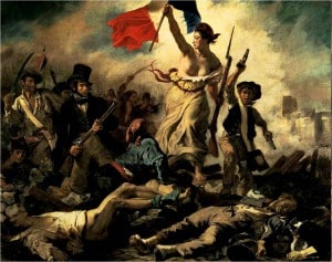 Lady Liberty leading the French Revolution
